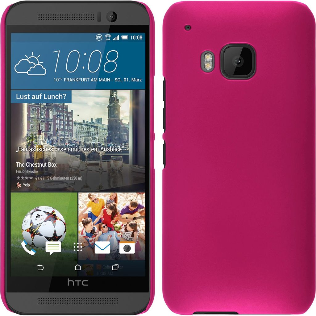 PhoneNatic Case kompatibel mit HTC One M9 - Hülle pink gummiert Hard-case + 2 Schutzfolien