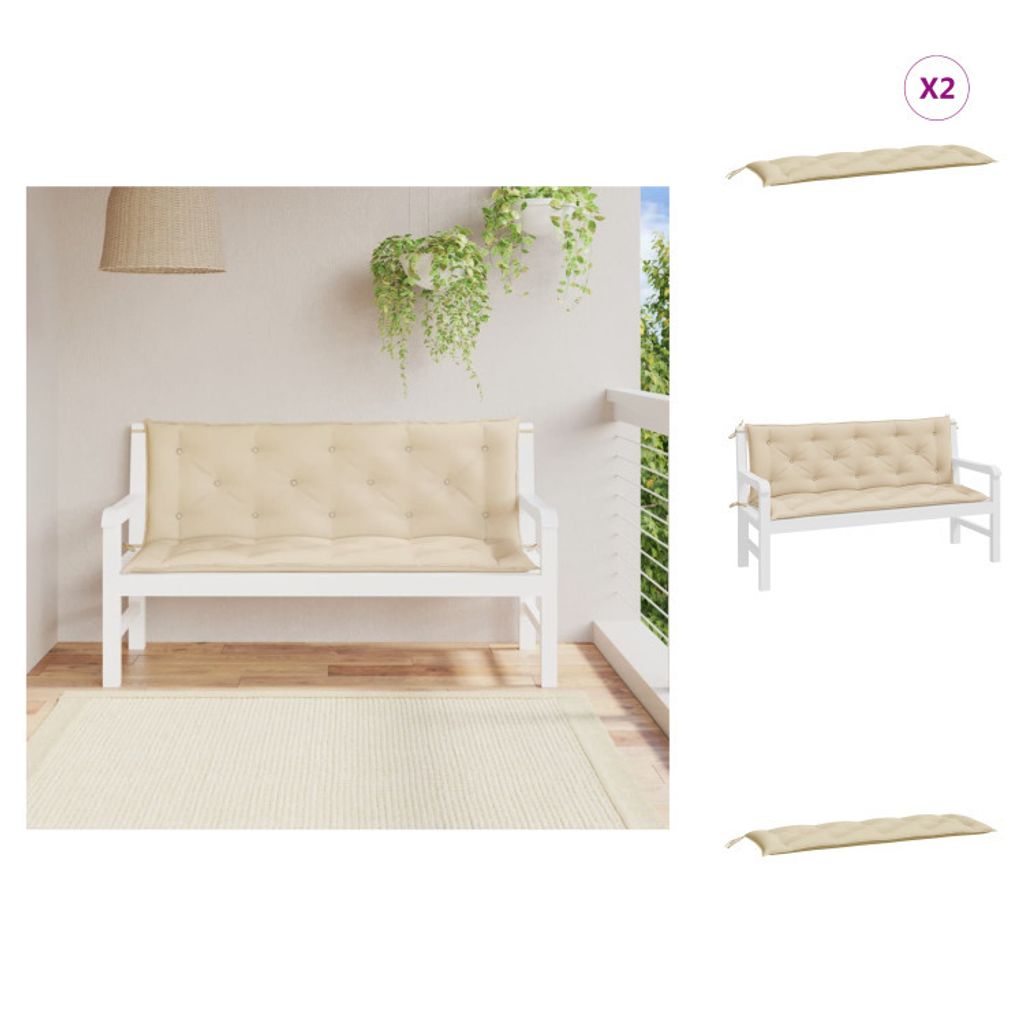 vidaXL Gartenbank-Auflagen 2 Stk. Beige 150x50x7 cm Oxford-Gewebe - Sitzpolster