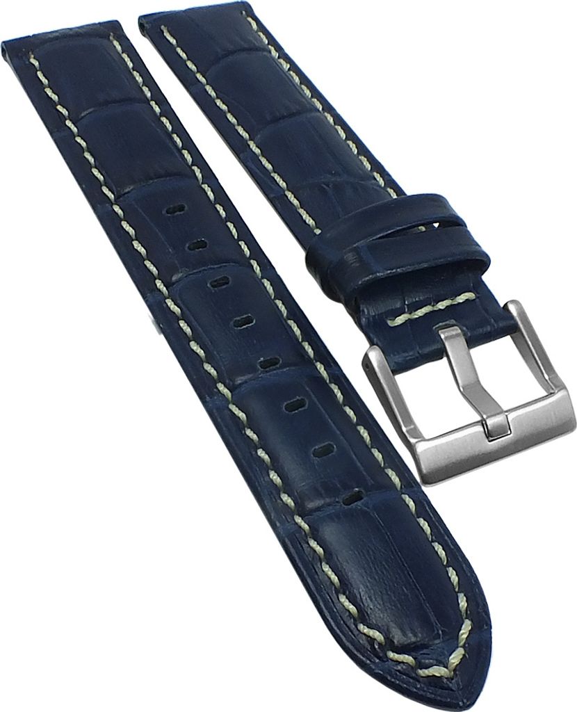 Festina Uhrenarmband 19mm Krokoprägung blau Leder helle Naht F16011