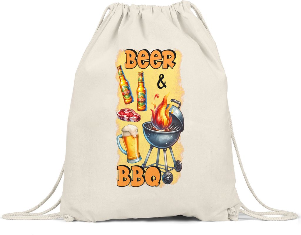 Beer & BBQ Grillen Bier lustiges Grill Spruch Turnbeutel
