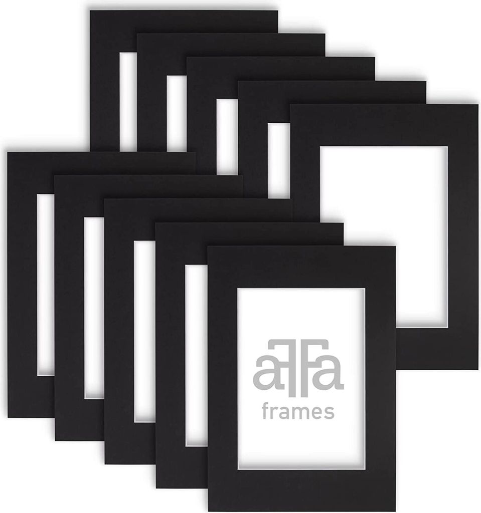 aFFa frames Passe Partout | Minimalistische Bildunterlage zur Anzeige Ihrer Fotos, Poster, Diplome | Karton, Farbe, Schwarz, 15x21 cm | 10 Stück p...