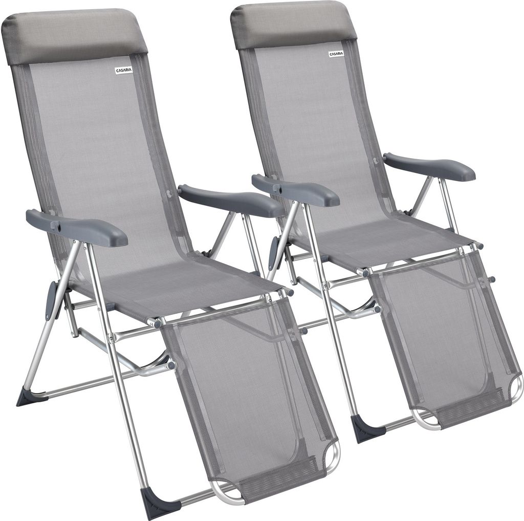 CASARIA® Gartenstuhl mit Fußteil 2er Set 7fach Verstellbar Produktbild 1