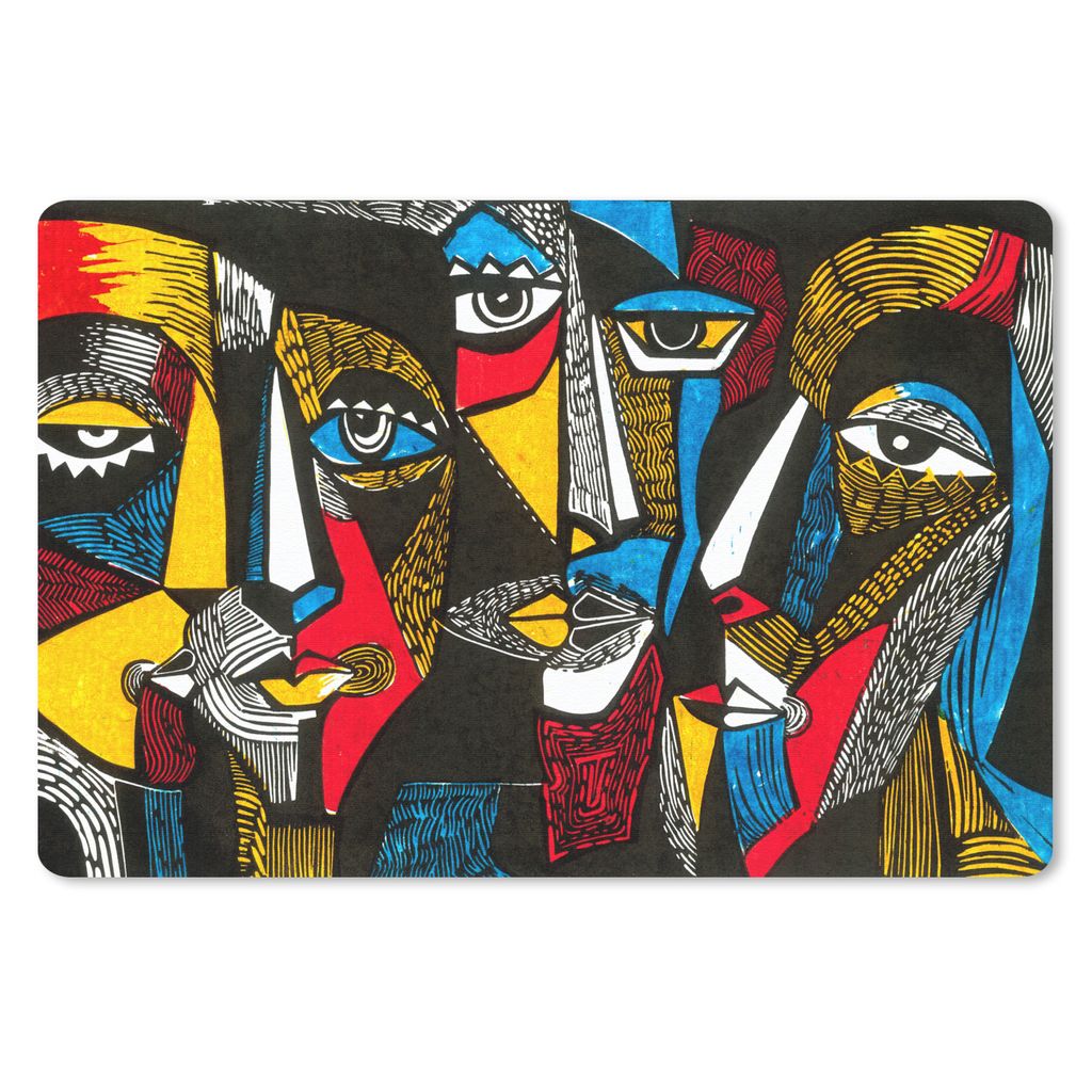 MuchoWow Schreibtischunterlage Malerei - Kubismus - Ölgemälde - Maske 60x40 cm - XXL Mauspad - Großes Mauspad