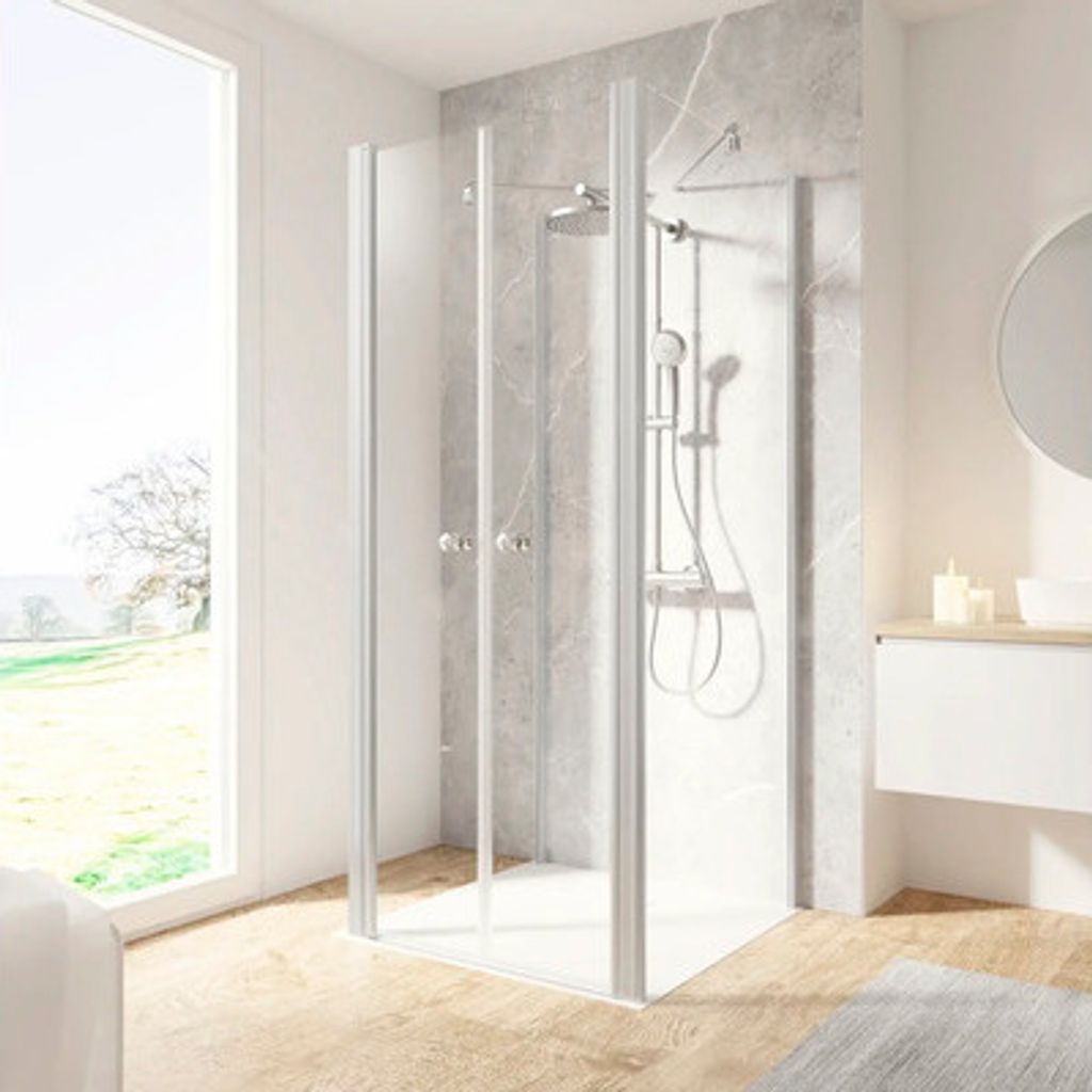 U-Kabine mit Pendeltür SCHULTE Garant 2.0 90 x 90 x 90 cm Profil aluminium Klarglas