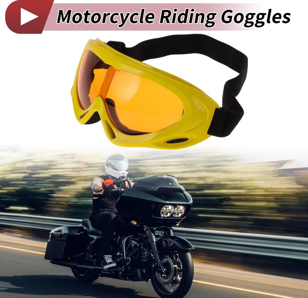 1 Stk Motorradbrille PC TPU Fahrradsonnenbrille Orangefarbene Linse Gelber Rahmen