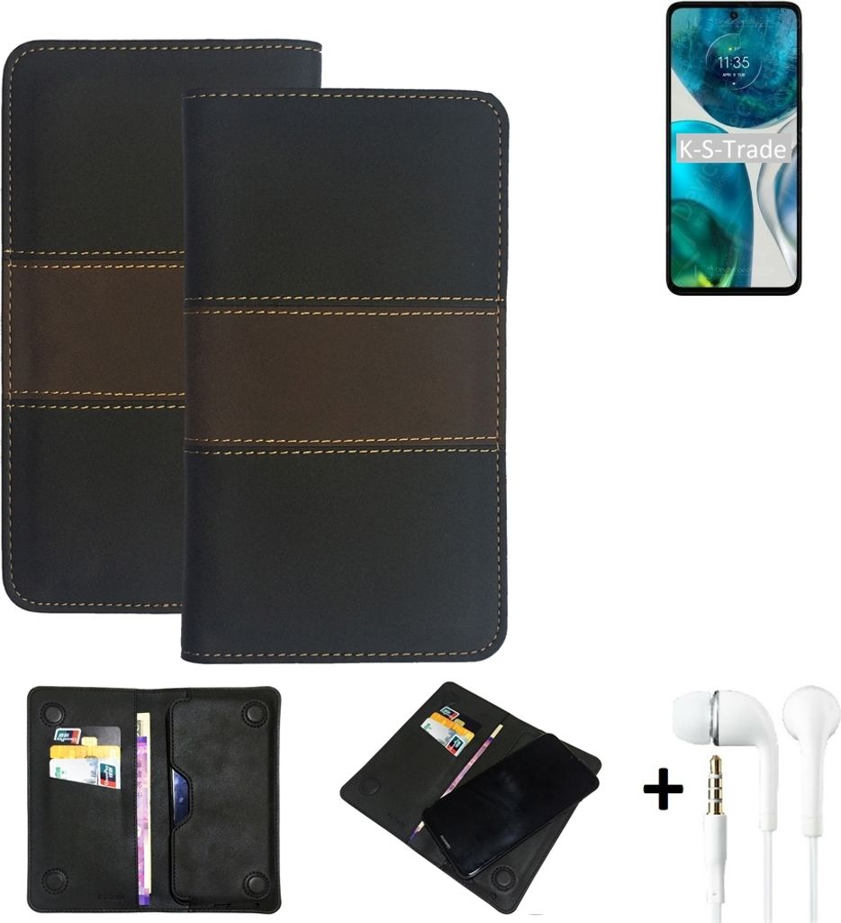 K-S-Trade Handyhülle + Kopfhörer kompatibel mit Motorola Moto G52 Schutzhülle Walletcase Bookstyle Tasche Schutz Case Hülle Wallet Cover