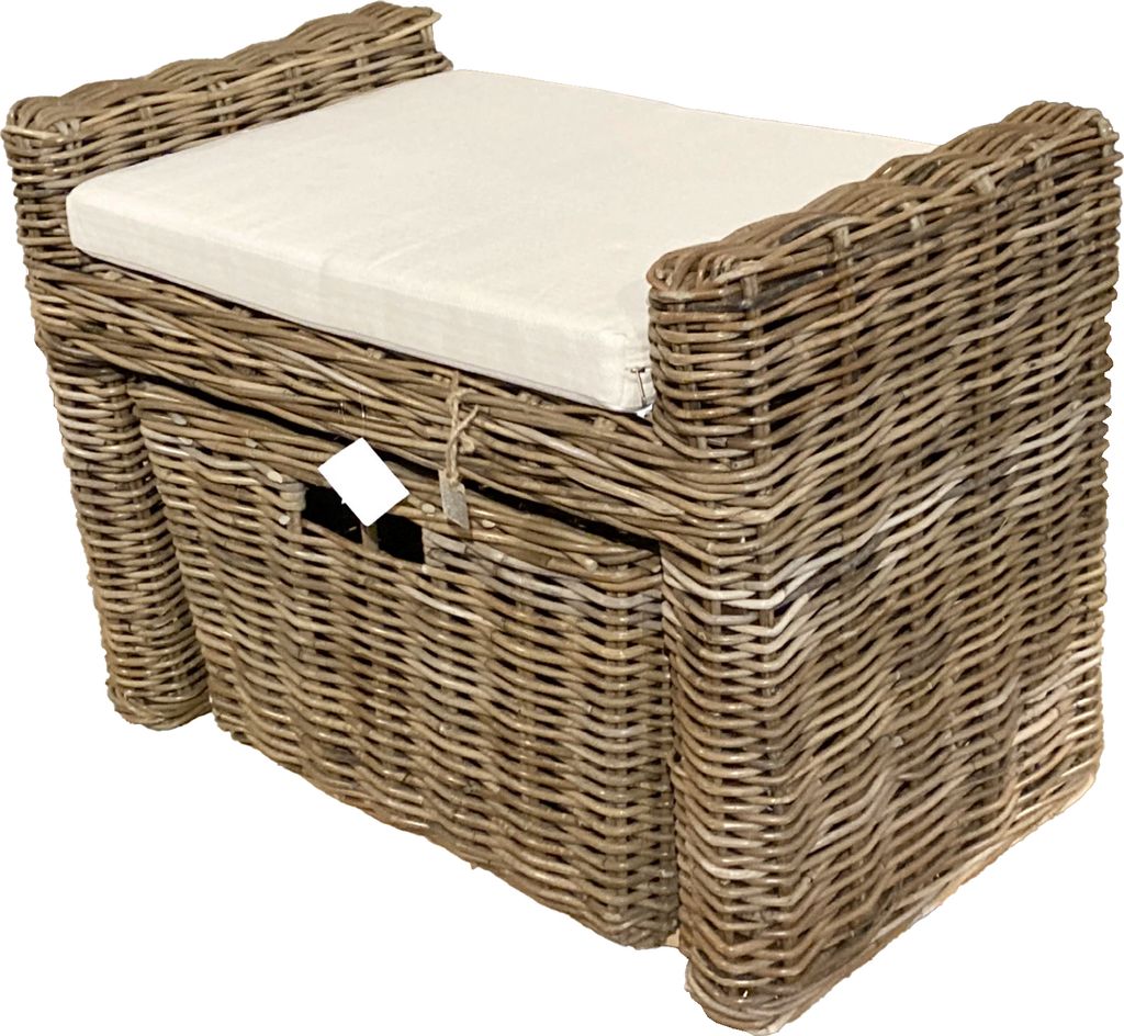 Sitzbank Flurbank Schuhbank 70x41x51cm Rattan Handmade Bank Flur Wohnzimmer 902532