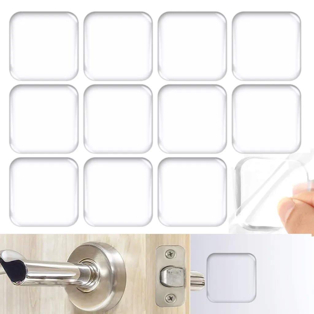 Butoir de porte transparent autocollant lot de 12 carrés anti-rayures