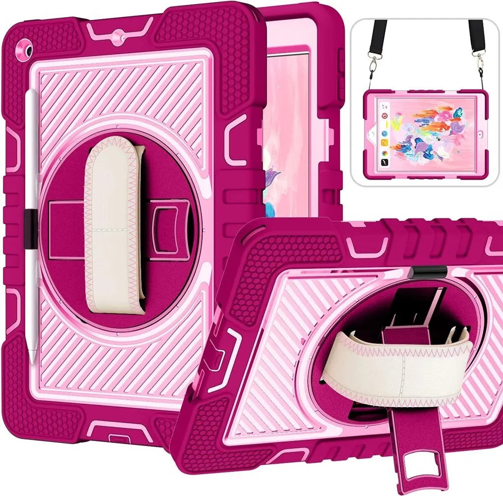 Cover iPad 10.2 Rosa per Bambini: Protezione Totale con Tracolla
