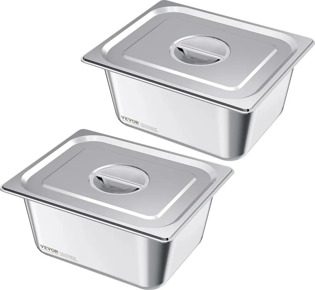 Bac GN Hôtel Pan Inox Profond 150mm Lot de 2 - Récipient Cuisine