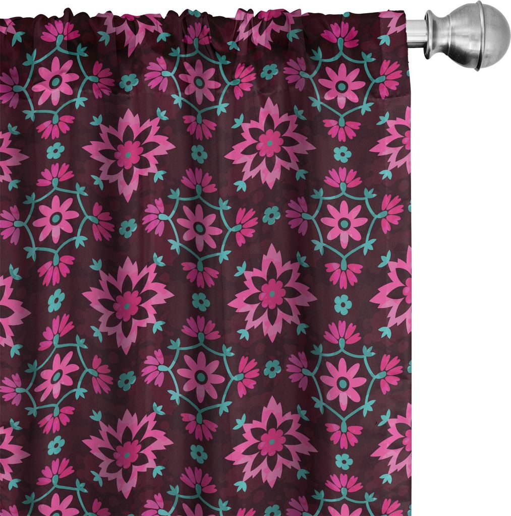 ABAKUHAUS Blumen Vorhänge, Gardinen, Lebendige Essenz Botanik stilvolle Lily Blooms Boho Stiefmütterchen schäbig kunstvoll Motiv, 2 Stück 75 x ...