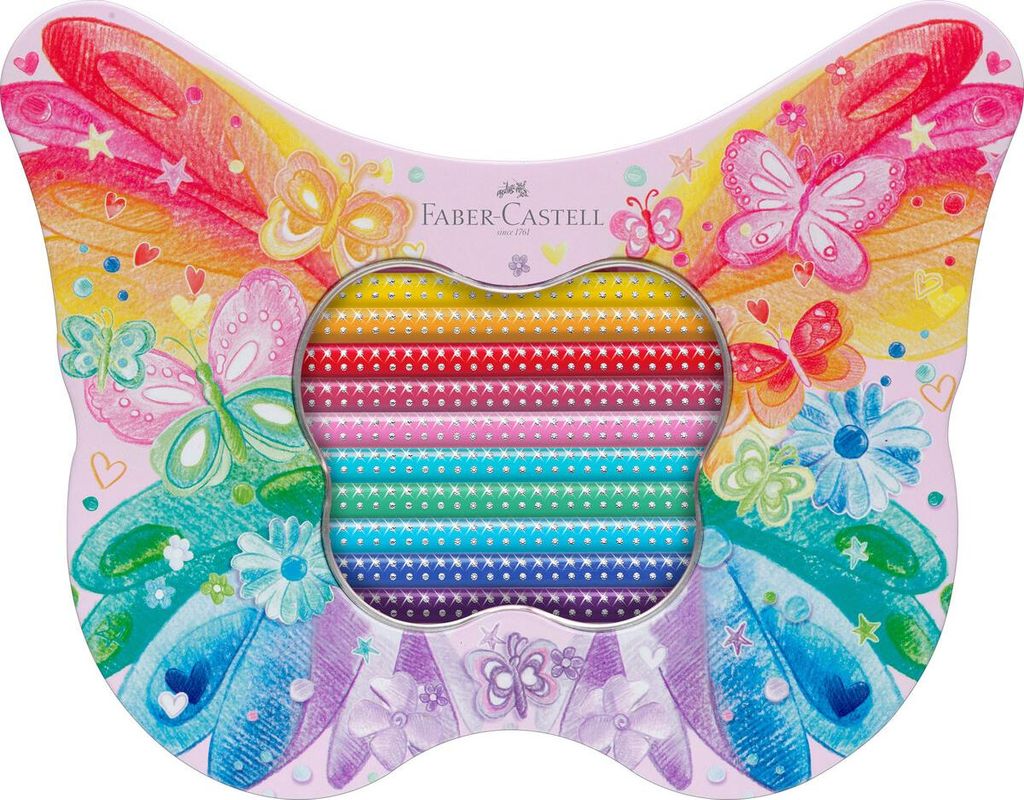 Geschenkset Sparkle - 20 Farben sortiert Metalletui Schmetterlingform. Packung mit 10 Stück