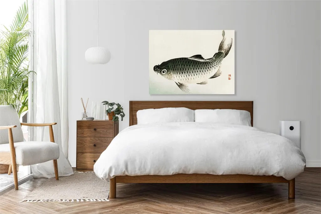 Arte Giapponese Salotto: Quadro Kōno Bairei Carpa Vintage 100x70cm - 3
