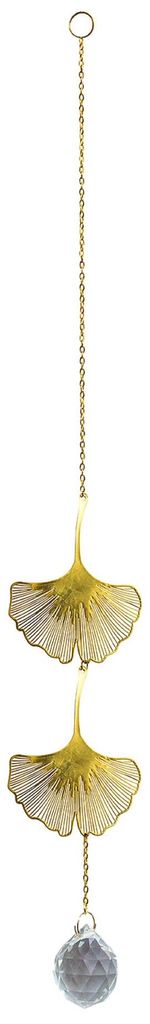 Suncatcher "Gingko" Messing mit 30mm Kristallkugel 6x40cm