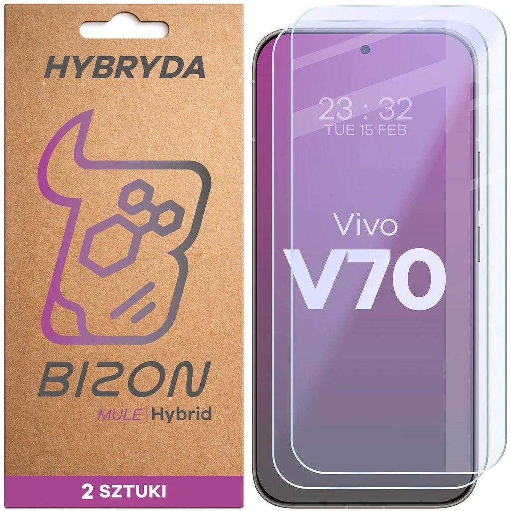2x Flexibles Hybridglas für Vivo V70 5G, Bizon Hybrid Mule Duo