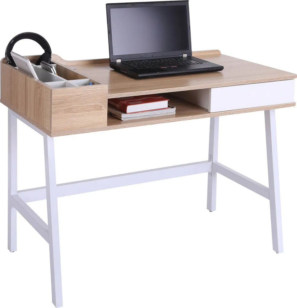 HOMCOM Scrivania per Cameretta e Casa 100cm con 6 Scomparti