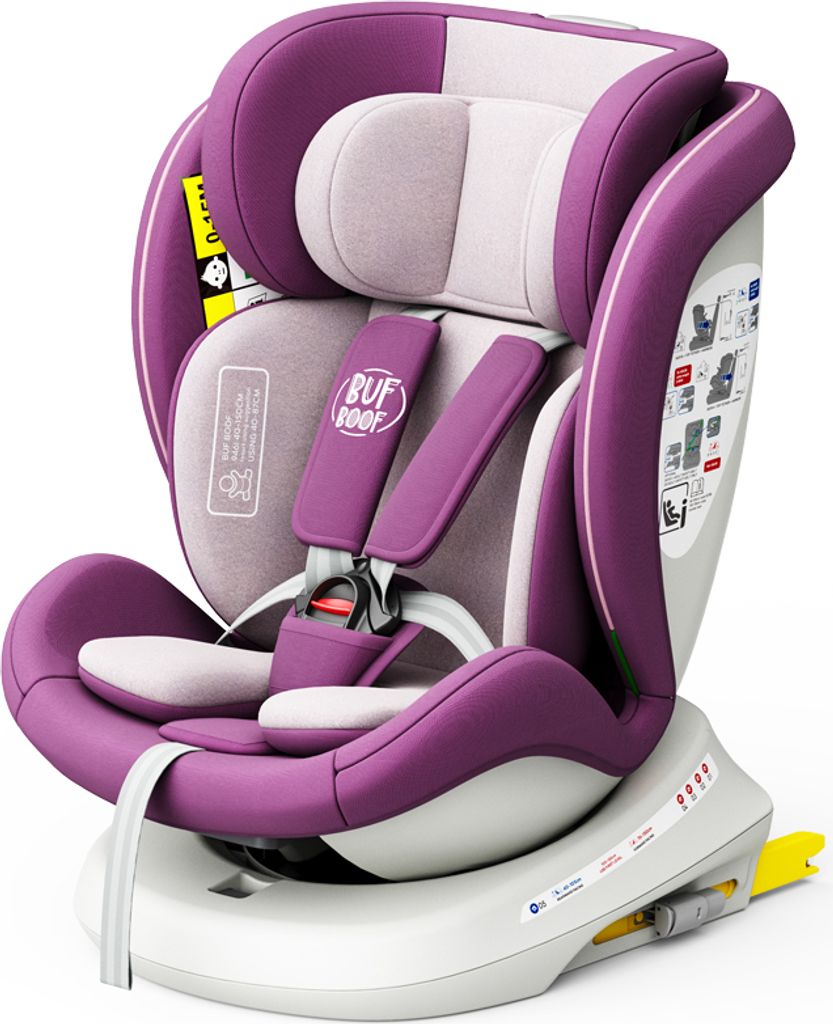 TWT I-SIZE Plus DELUXE Purple Kindersitz mit 360 Grad drehbarem Isofix-System-BUF BOOF 0, 36 kg