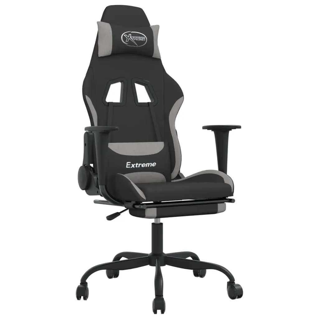 Fauteuil de bureau ergonomique gaming avec massage et repose-pieds tissu