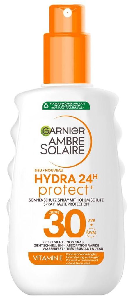 Garnier Ambre Solaire Hydra Protect+ Sonnenschutz-Milch 24h LSF 30, Schutz vor UVA und UVB, mit Vitamin C, 150 ml