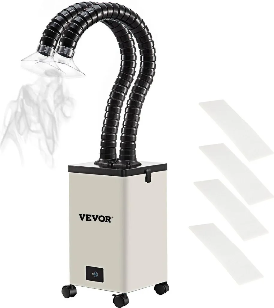 Extracteur de fumées de soudure 150W 106 CFM avec filtration 3 niveaux
