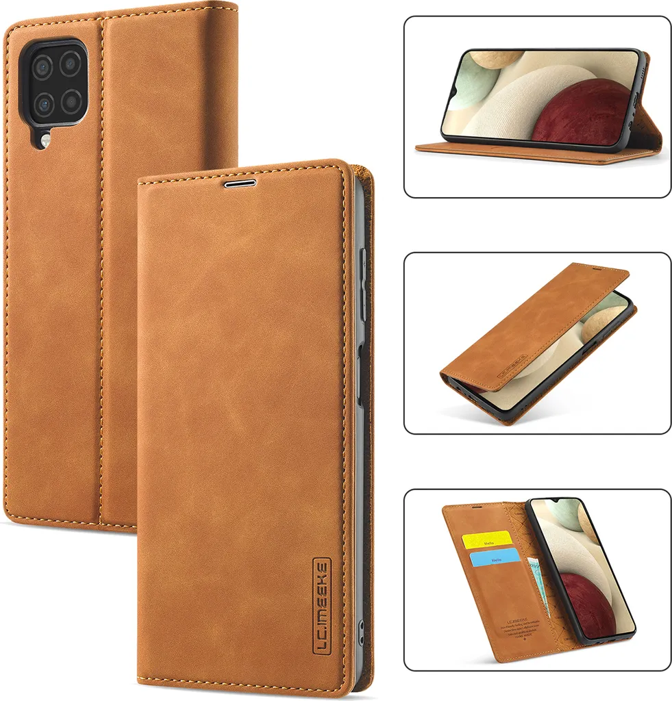 Custodia Galaxy A22 4G Marrone: Portafoglio in Pelle con Supporto