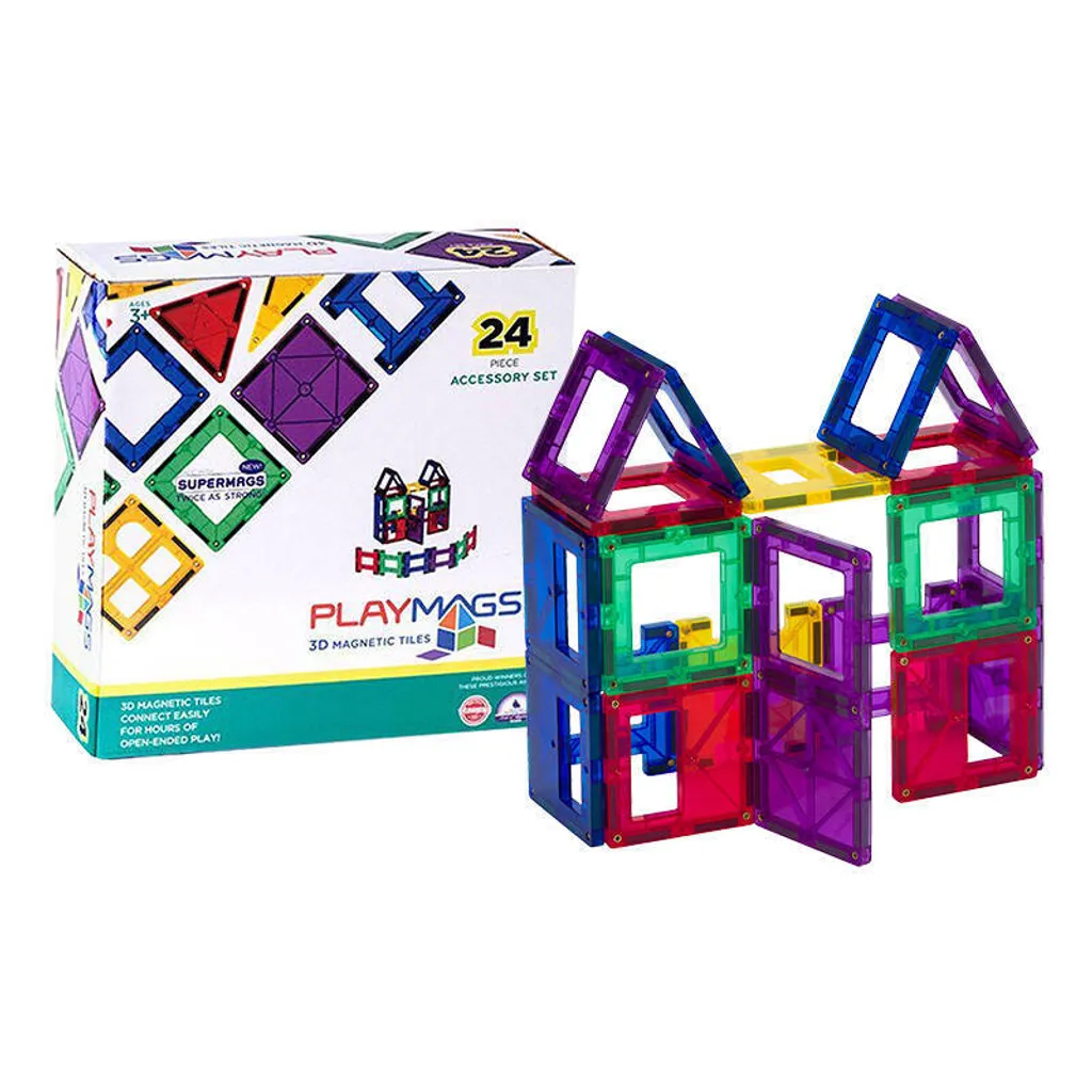 Playmags 162 Briques Magnétiques 3D - Lot de 24 Pièces pour Enfants