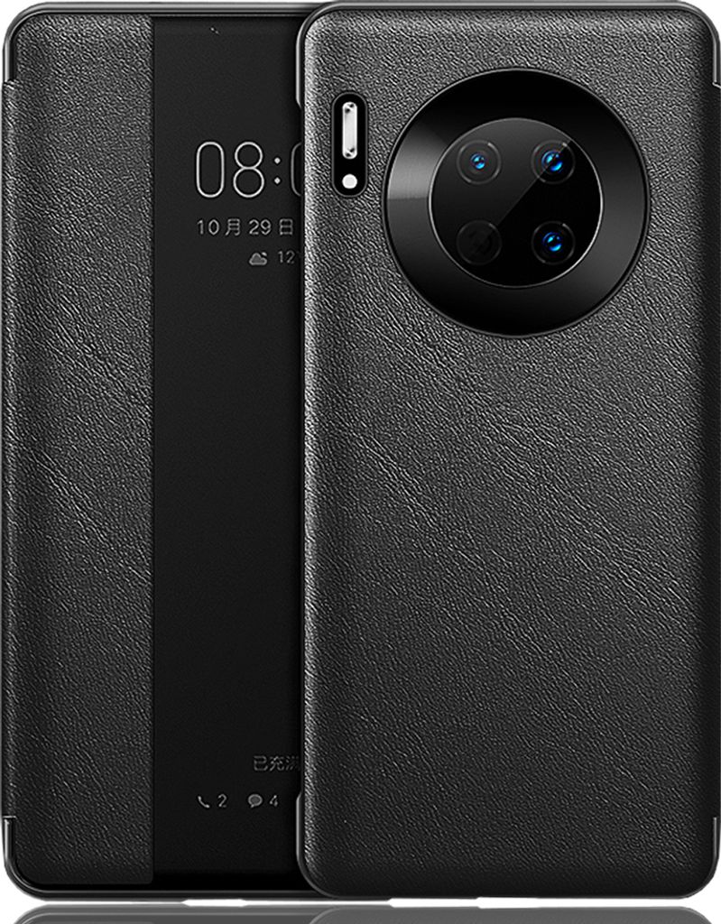 Huawei Mate 30 Hülle, LaimTop Slim Business Smart View Intelligente Wake up-/Sleep Flip Leder Cover Schutzhülle für Huawei Mate 30 Schwarz