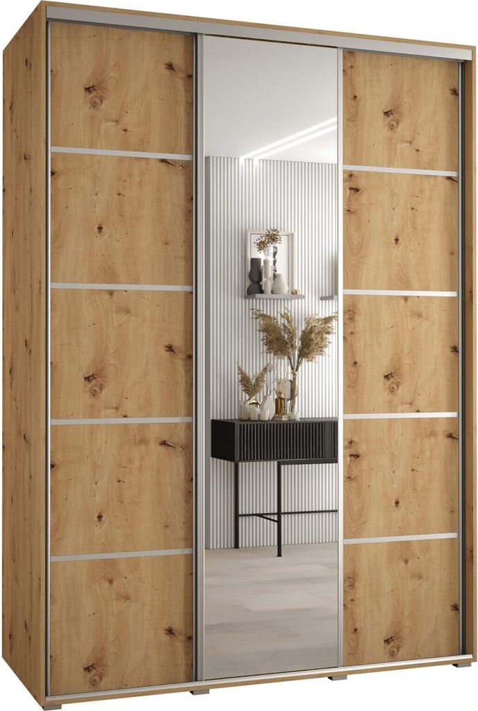 MEBLE KRYSPOL Davos 5 Schrank, drei Türen - 235,2x180x60 cm - Artisan Artisan Silber