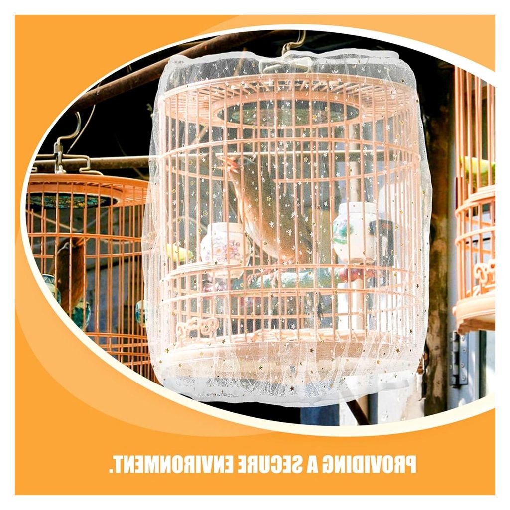 2 Stück Vogelkäfigabdeckung aus atmungsaktivem Nylonnetz, dehnbar, staubdicht, transparent, XL 150 x 210 cm, Umfang 35 cm, Höhe, universeller Sc...