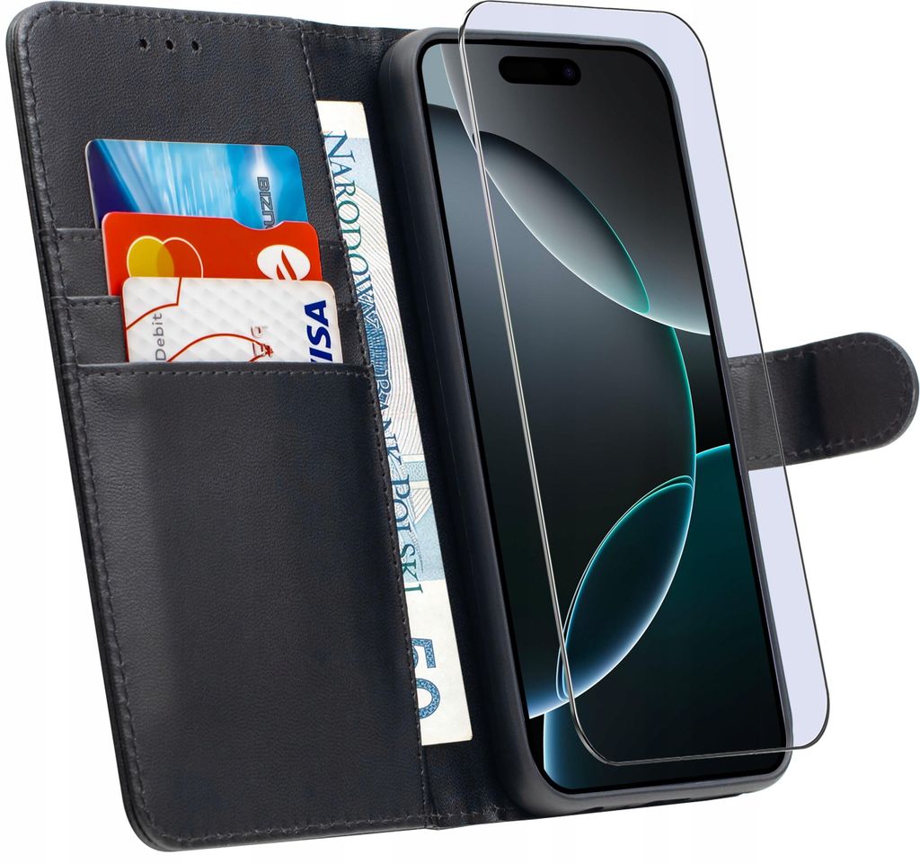 ETUI für iPhone 16 Pro | LEDERNE BRIEFTASCHE BOOK TOKRA CASE CLASSIC + GLAS