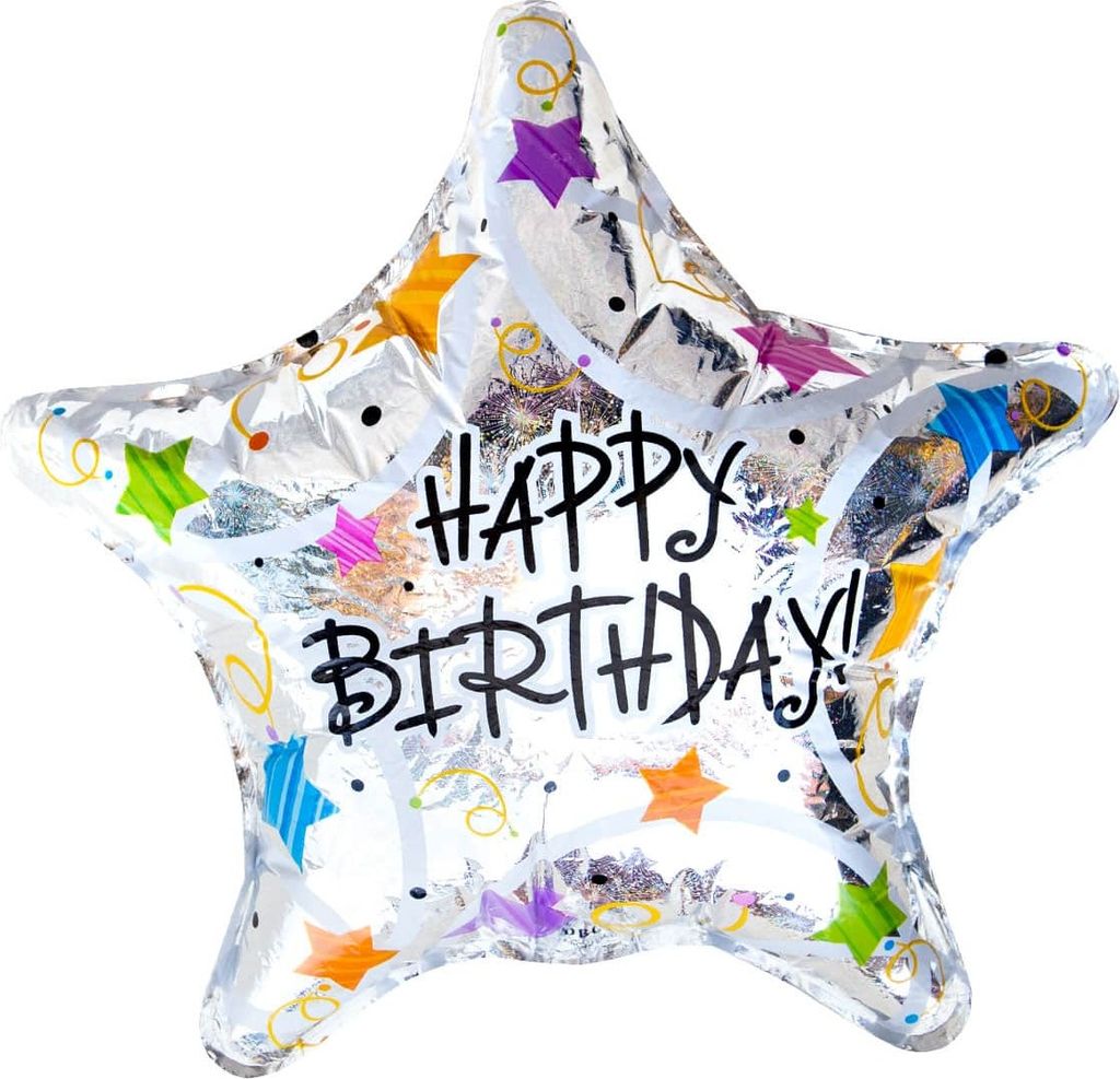 Oblique Unique Happy Birtday Stern Folien Luftballon Geburtstag Kindergeburtstag Jubiläum silber