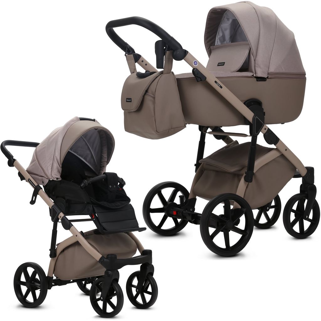 Knirpsenland Lifetime 2.0 Kombi Kinderwagen mit Babywanne und Sportwagenaufsatz 2in1 Cappuccino
