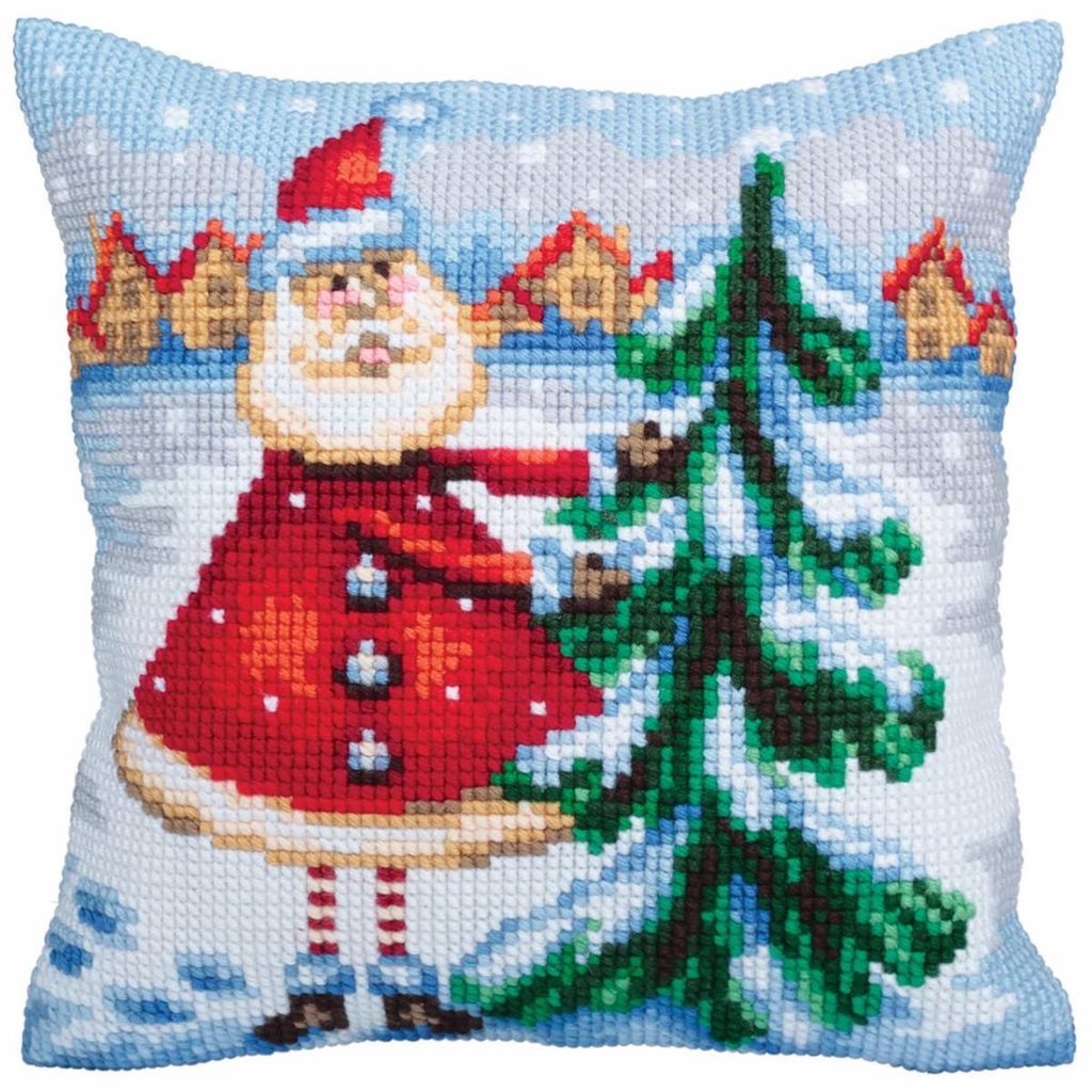 CdA Kreuzstichkissen "Weihnachtsmann aus Lappland" 5354, 40x40cm, Stickbild vorgezeichnet