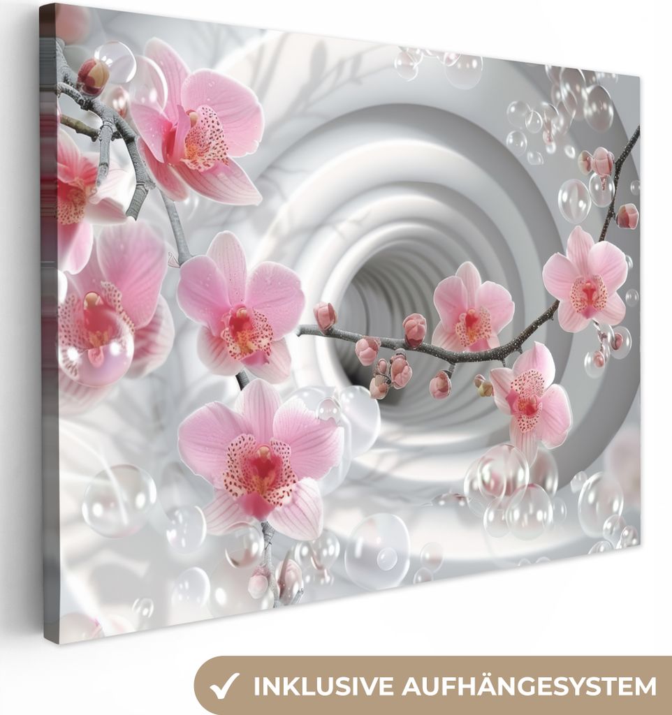 MuchoWow - Leinwandbilder - Blumen - Tunnel - Abstakt - 3D-Effekt, Wandbild, Wanddeko Bilder Wohnzimmer, 80x60 cm