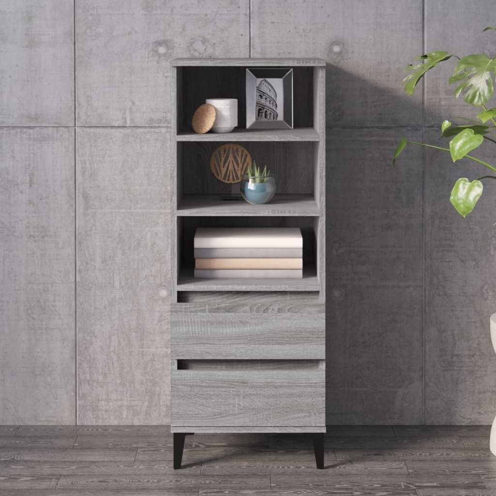 "Rabatt" Mehrzweckschrank/Vitrine/ Highboard - Modernes Design - Grau Sonoma 40x36x110 cm Holzwerkstoff - Kommoden CC21872