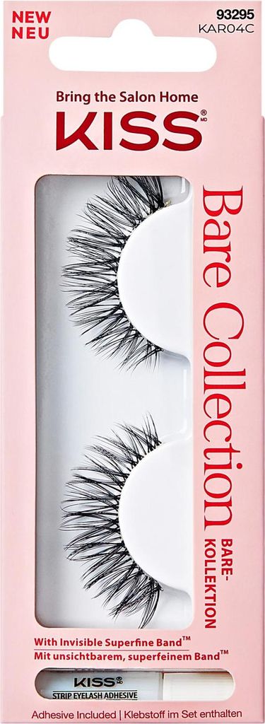 KISS | Künstliche Wimpern Bare Collection KAR04C - Schwarz - Superdünner Streifen - Wiederverwendbar, Unsichtbar