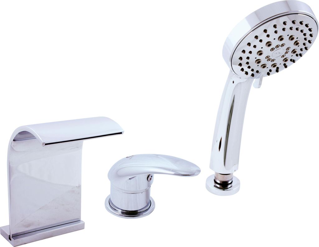 Chrom 3-Loch-Wasserfall Badewannenmischer mit Wasserfall RAV SLEZAK