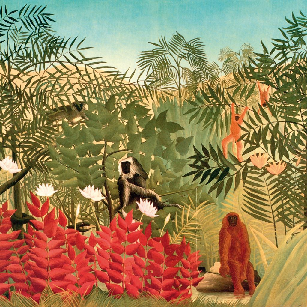 Henri Rousseau Kunstdruck Bild - Tropischer Wald Mit Affen, 1910 (100 x 100 cm)