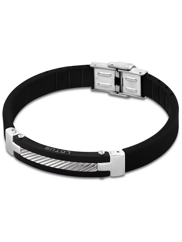 Bracelet Lotus Style LS1522/2/2 en acier noir et argent pour homme 21cm