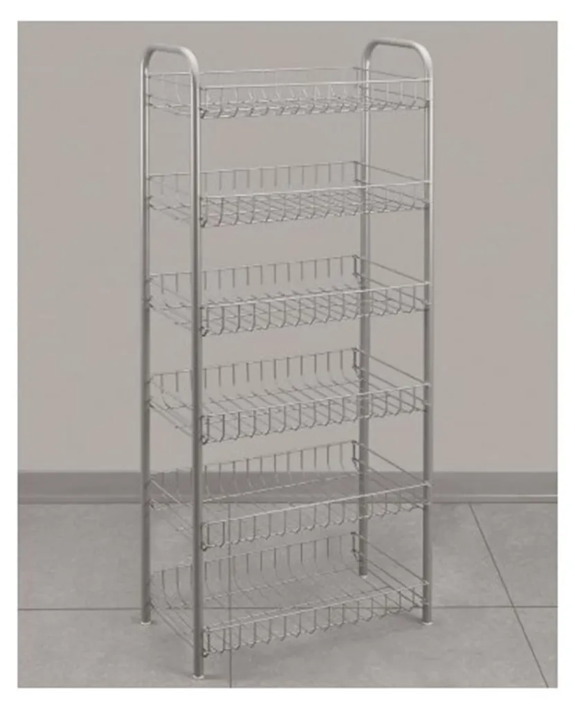 Étagère de stockage chromée modulable avec 6 tablettes réglables