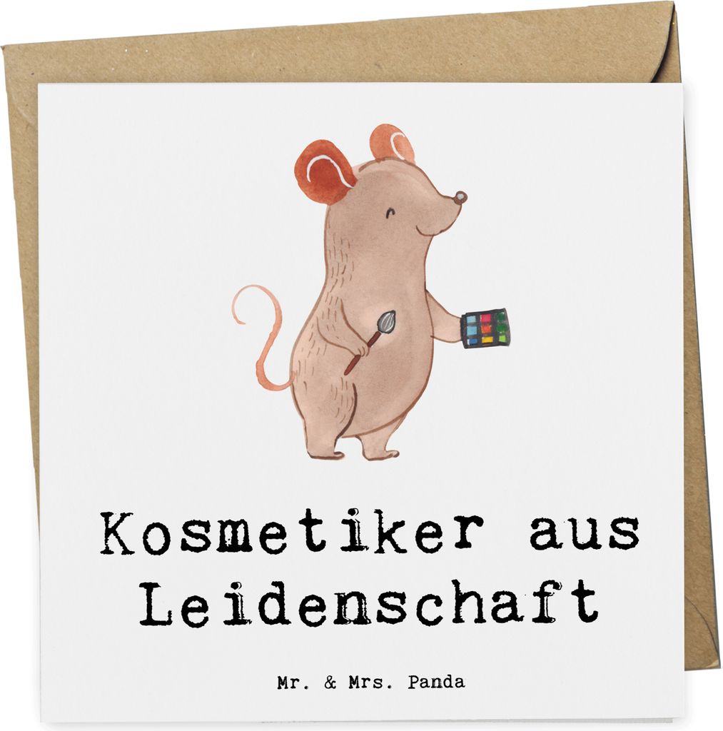 Mr. & Mrs. Panda Klappkarte Kosmetiker Leidenschaft - Weiß - Geschenk, faltkarte, doppelkarte, Glückwunschkarte, Grußkarte, Beauty Salon, Kosmet...