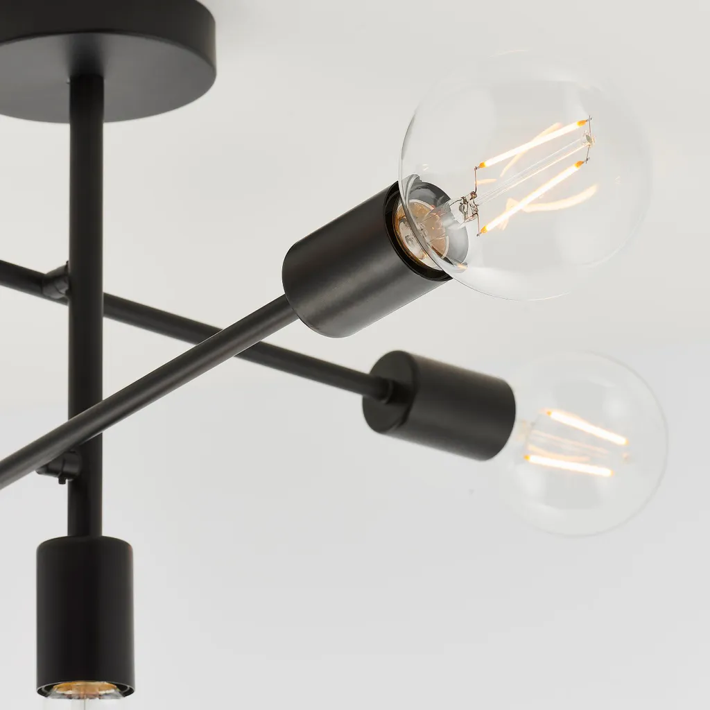 Plafonnier Métal Multi-bras 5 Lampes E27 40W Finition Studio Design - 4
