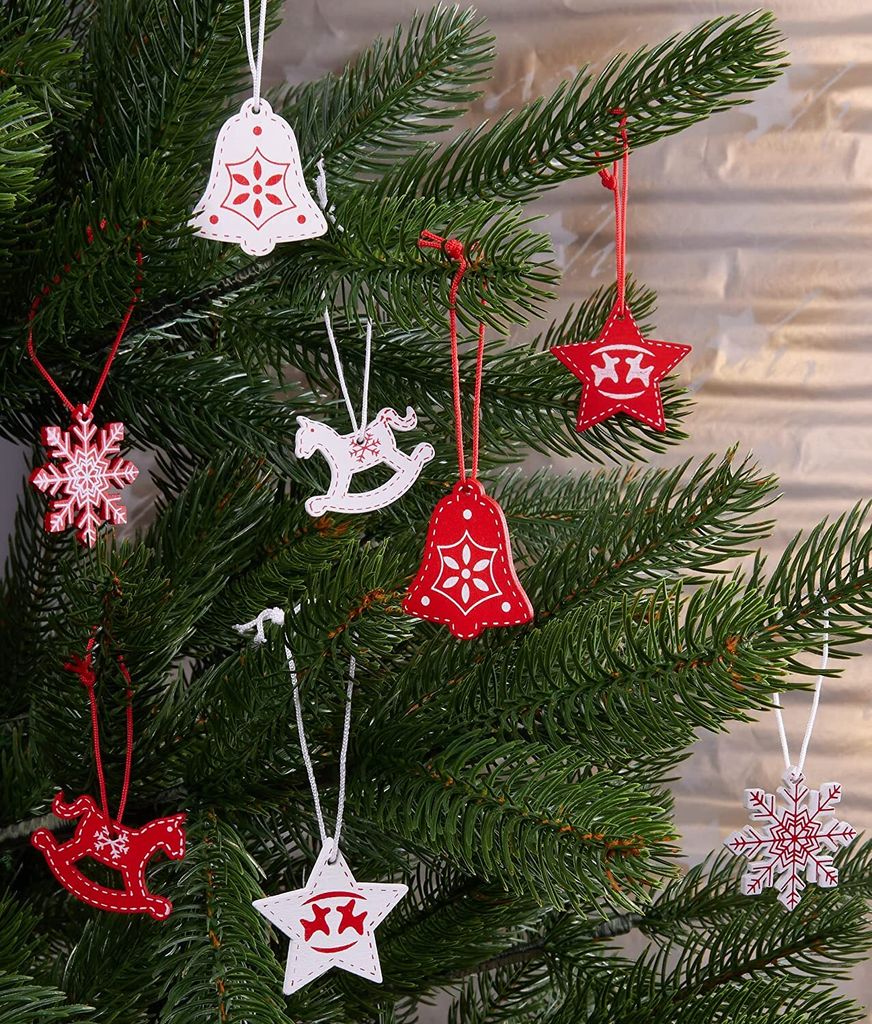 24 Pezzi Ciondoli Natalizi In Legno A Forma Di Gnomo - Decorazioni Per Albero, Regali, Bomboniere, Tema Gnomi Con Barba E Cappello