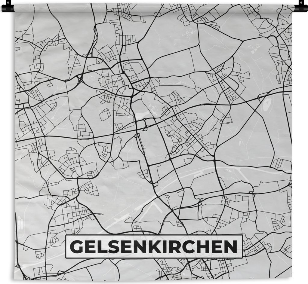 MuchoWow Wandteppich Wandbehang Deutschland - Stadtplan - Gelsenkirchen - Karte 90x90 cm Tapisserie Dekoration Wandtuch - Wandaufhänger