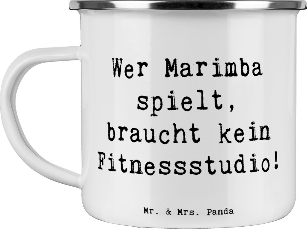 Mr. & Mrs. Panda Teetasse Spruch Marimba Fitness - Weiß - Geschenk, Campingtasse, Lernen, Percussion, Musik, Schlaginstrument, Emaille Tasse, Musi...