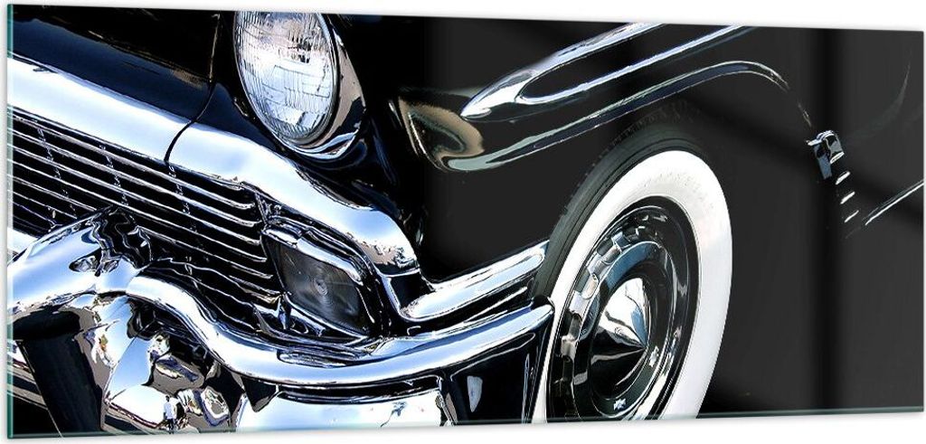 Bilder auf glas - Auto Chrom Kuba - 100x40cm - Glasbilder - Wandbilder - Kunstdruck - zum Aufhängen bereit - Wanddekoration aus Glas - Glas Bilder...