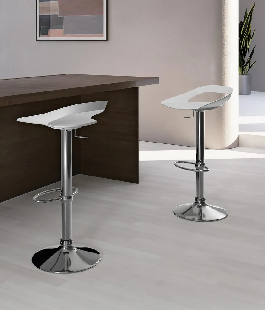 Tabouret Glen blanc pour mange-debout et cuisine américaine - Lot de 2