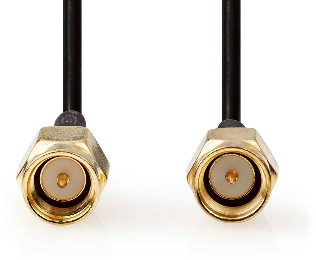 Nedis Antennenkabel - SMA-Stecker - SMA-Stecker - Vergoldet - 50 Ohm - Einzeln geschirmt - 1.00 m - Rund - PVC - Schwarz - Label