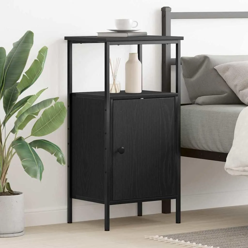 Chevet haut vidaXL coloris noir effet chêne 41x31x80 cm meuble de chambre