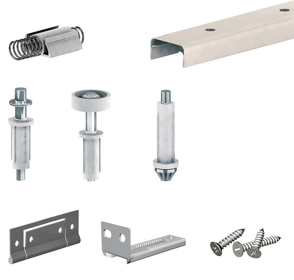 Schiebetürbeschlag FALTSYSTEM SLID'UP 200, Laufschiene 1213 mm, für 4 Paneele bis 14 kg, für Falttüren, Schränke, Nischen